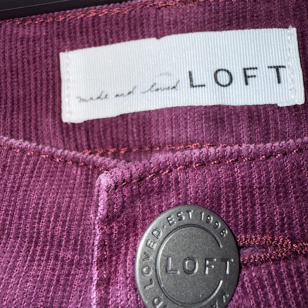 LOFT Rich Plum Corduroy Flare Pants - Picture 3 of 5